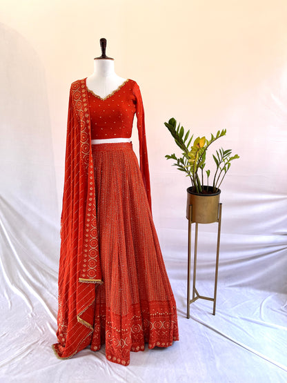 Burnt Orange Lehenga Set