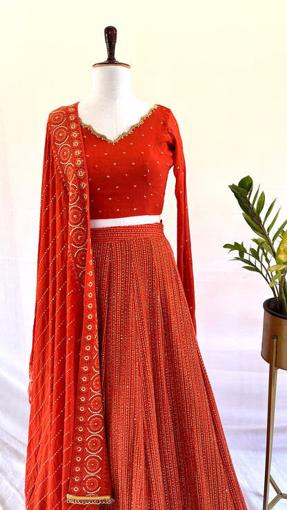 Burnt Orange Lehenga Set