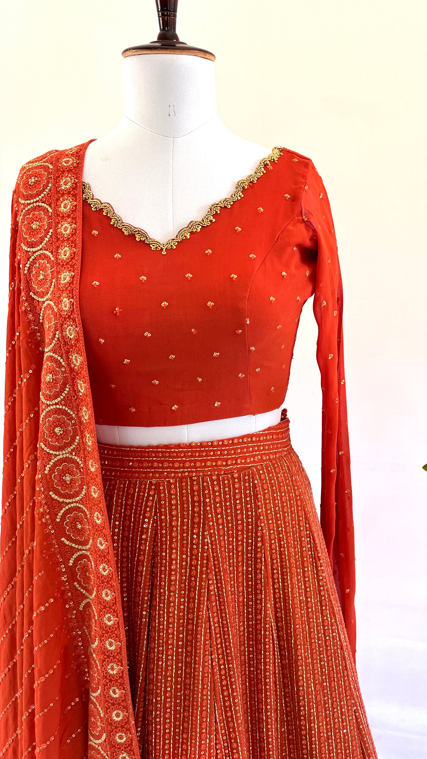 Burnt Orange Lehenga Set